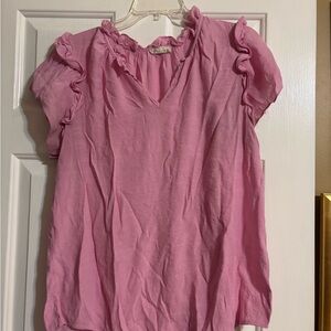 Elegant Pink Ruffled Blouse